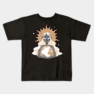 Gaia - White and Gold Kids T-Shirt